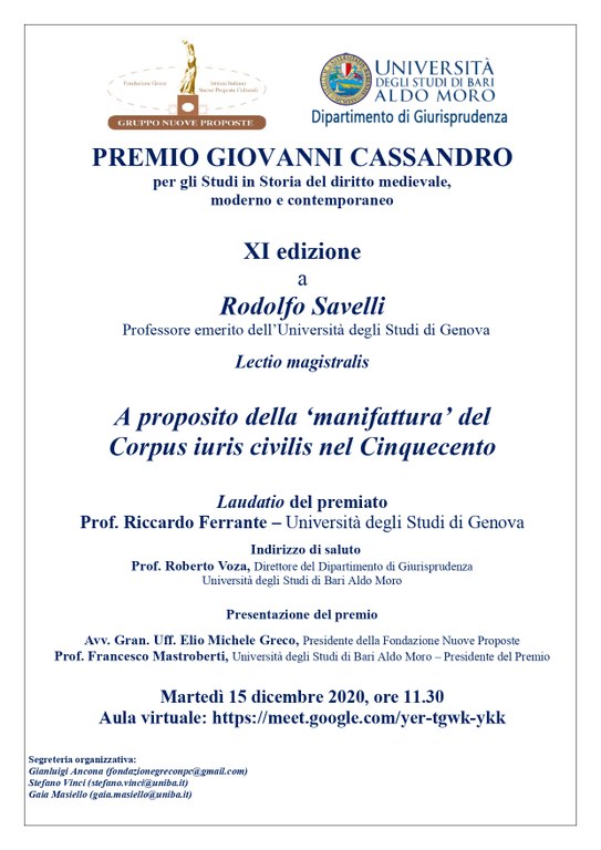 XI Edizione Premio Cassandro - Locandina