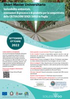 Short Master in " Sostenibilità ambientale, innovazioni di processo e di prodotto per la competitività delle coltivazioni senza suolo  in Puglia"