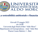 Seminario - La sostenibilità ambientale e finanziaria - 0,5 CFU