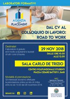 Laboratorio Formativo "Dal CV al colloquio di lavoro: road to work" -  29 novembre 2018