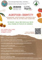 Seminario: Agrifood-Identity 25 maggio 15:30 - 18:30 Aula Magna Agraria