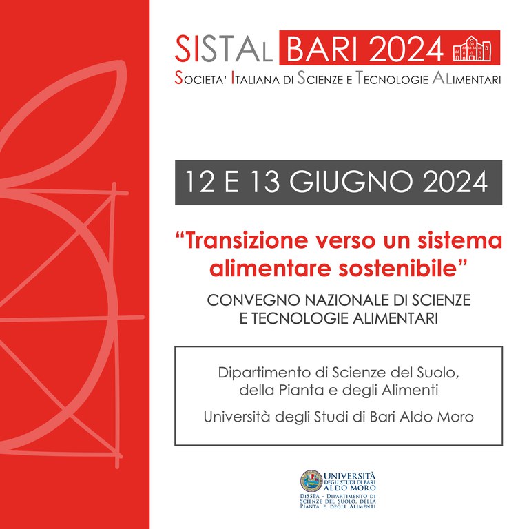12-13/6/2024 - "Convegno Nazionale di Scienze e Tecnologie Alimentari - Transizione verso un sistema alimentare sostenibile"