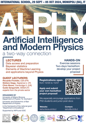 School on "Artificial intelligence and modern physics": a two-way connection - Monopoli, 29/9 - 5/10/2024.