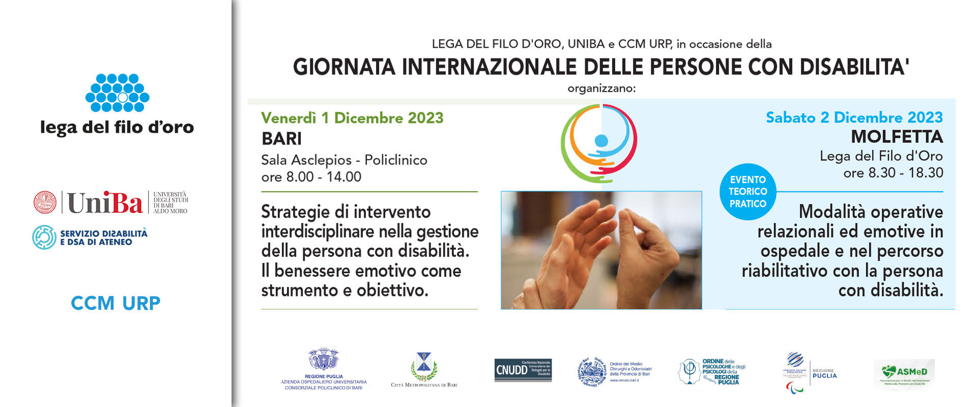 Uniba, Lega del Filo d'Oro e Comitato Consuntivo Misto Regionale insieme nella Giornata Internazionale delle Persone con Disabilità