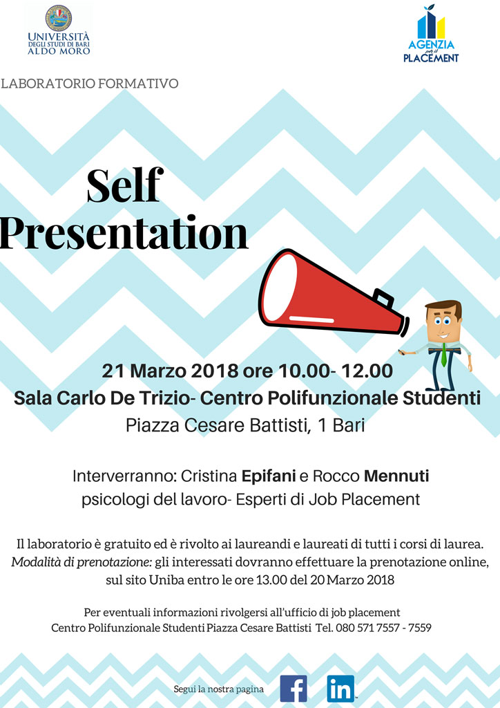 Laboratorio formativo self presentation 21 marzo 2018